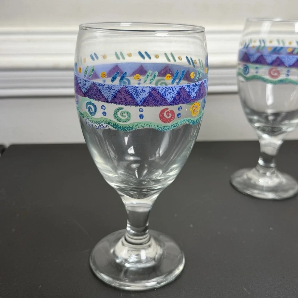 VTG Set of 4 Sango Potpourri Sue Zipkin 14 Oz Wine Glasses 7